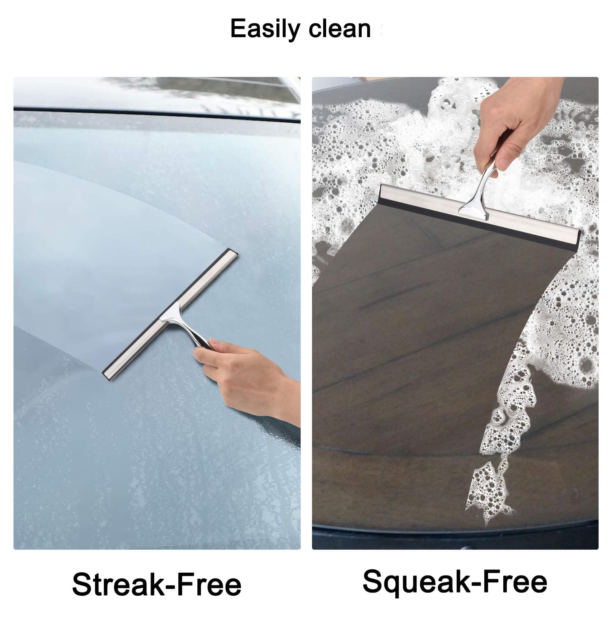 Aliglow All Purpose Stainless Steel Squeegee for Glass Shower Doors, Car Window, Home Mirrors, Bathroom Shower Cleaner Wiper 10 inches