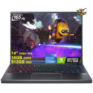 acer predator triton 300 se 14 gaming laptop 14" fhd+ ips 165hz 12th generation intel 14-core i7-12700h 16gb ddr5 512gb ssd geforce rtx 3060 6gb rgb backlit fingerprint thunderbolt win11 + hdmi cable