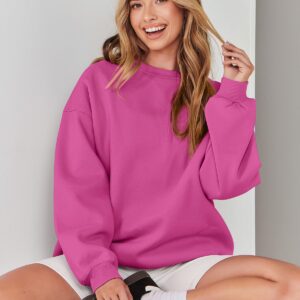 ANRABESS Women's Sweatshirts Hoodies Crewneck Oversized Fleece Pullover Sweaters Cute Top Y2K Teen Girls Preppy Clothes 2024 Hot Pink Large