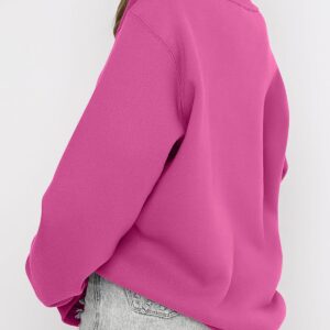 ANRABESS Women's Sweatshirts Hoodies Crewneck Oversized Fleece Pullover Sweaters Cute Top Y2K Teen Girls Preppy Clothes 2024 Hot Pink Large