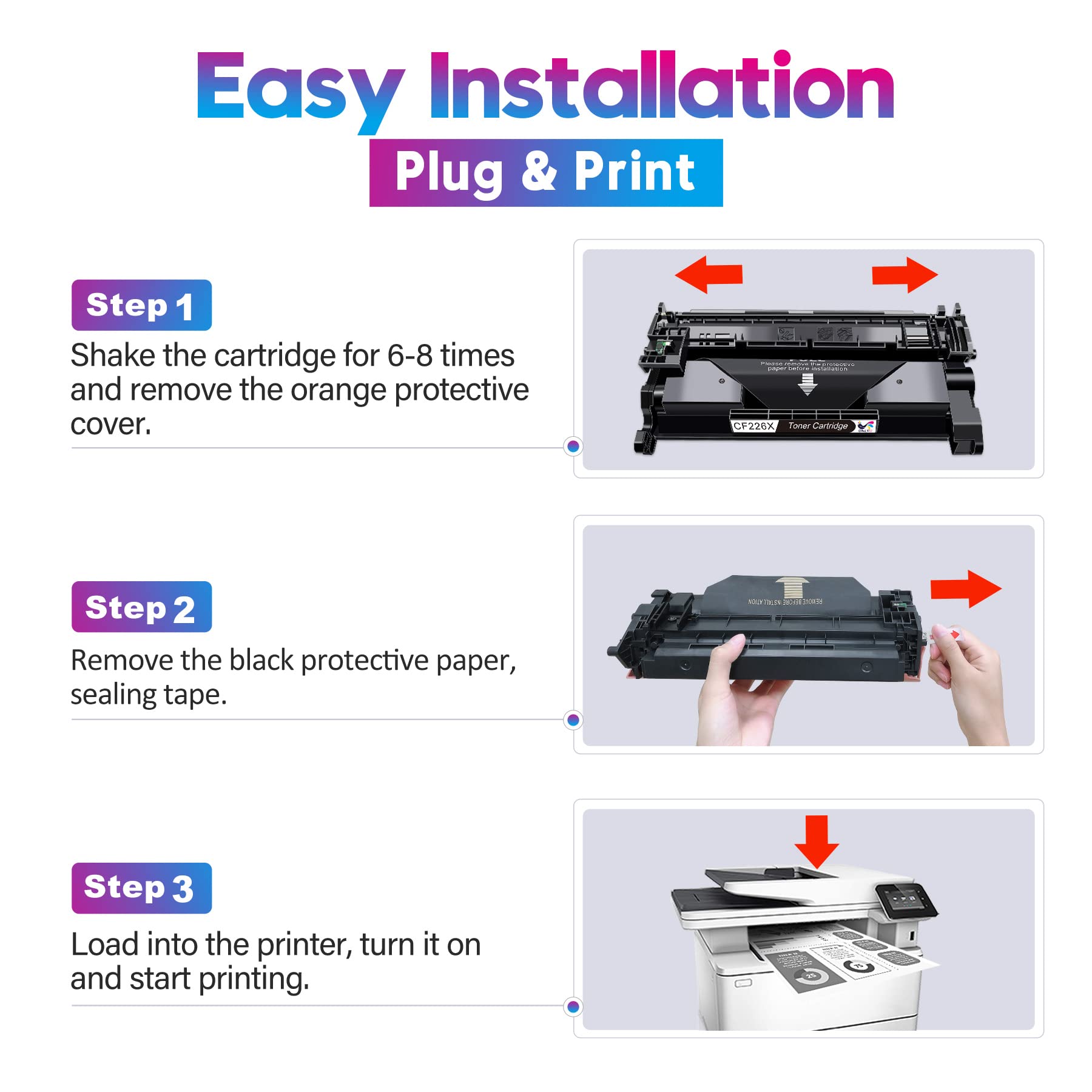 ONLYU Compatible Toner Cartridge Replacement for HP 26X CF226X HP 26A CF226A 26A 26X Pro M402n M402dn M402dne M402dw Pro MFP M426fdw M426fdn M426dw (2-Pack, Black)