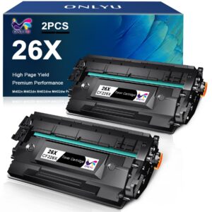 ONLYU Compatible Toner Cartridge Replacement for HP 26X CF226X HP 26A CF226A 26A 26X Pro M402n M402dn M402dne M402dw Pro MFP M426fdw M426fdn M426dw (2-Pack, Black)