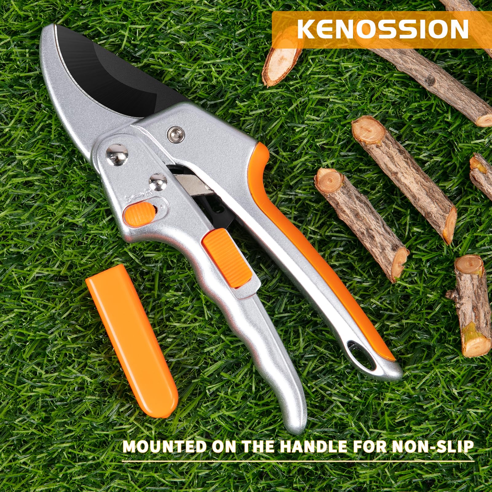 Pruning Shears, Kenossion Gardening Tools - Garden Shears with Ratchet Anvil, Professional Pruners for Gardening, Garden Clippers/Pruning Scissors with Stainless Steel Blades & Non-slip Handle