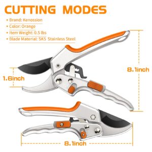 Pruning Shears, Kenossion Gardening Tools - Garden Shears with Ratchet Anvil, Professional Pruners for Gardening, Garden Clippers/Pruning Scissors with Stainless Steel Blades & Non-slip Handle