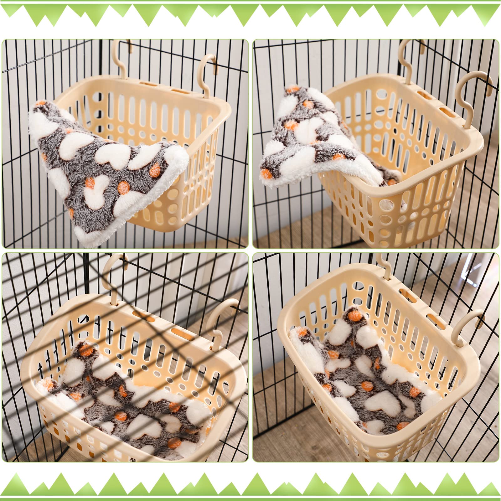 Geetery 5 Set Rat Hammock for Cage Chew Proof Rat Toys Warm Bed, Small Animal Hanging Basket Ferret Cage Accessories and Habitats Removable Nest Mat for Hamster, Sugar Glider, Hedgehog(Heart)