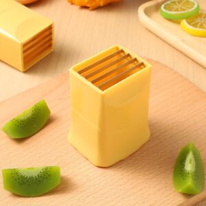 SHERCHPRY Fruit Slicer 2pcs Egg Slicers Stainless Steel Strawberry Banana Cutter Mini Slicer Cut Kitchen Cutter Blade Everyday Fruit Veggie Divider for Vegetable Appetizer Yellow