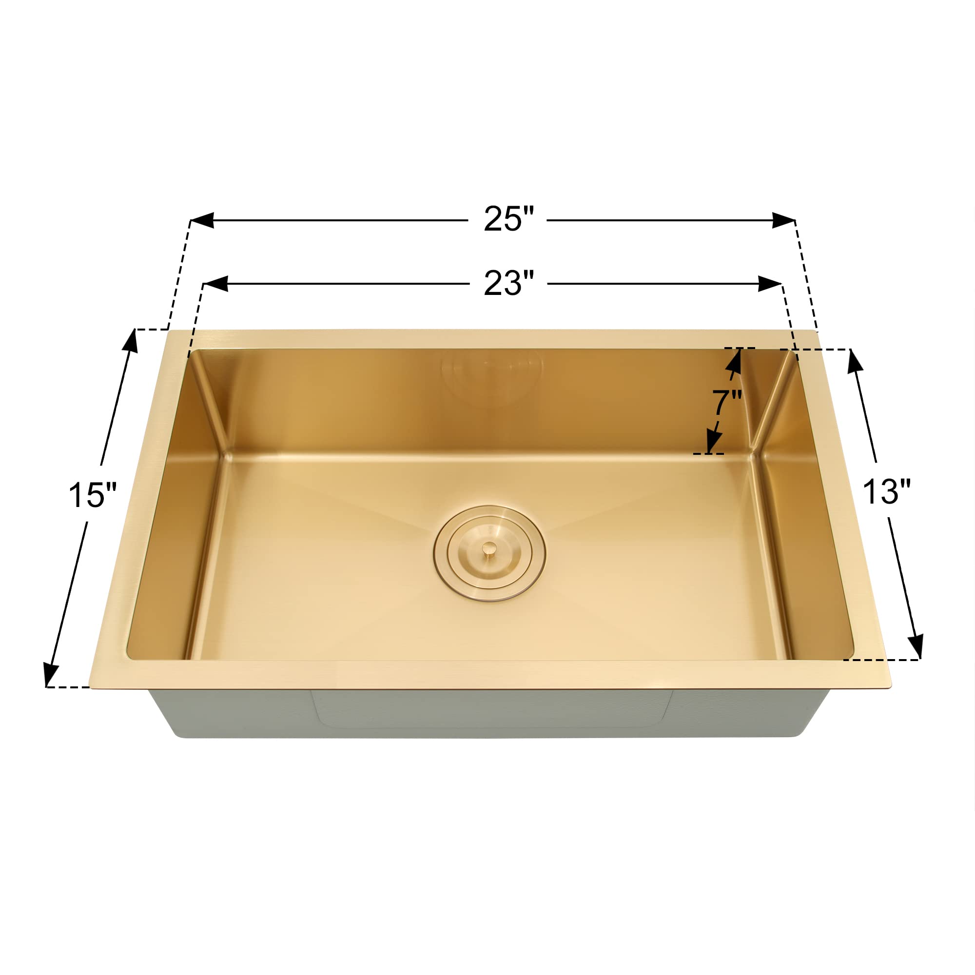 MILOSEN Gold RV Kitchen Sink, RV Camper Kitchen Sink, Small Single Bowl RV Sinks for a Camper Kitchen, 25×15 inch Undermount RV Sink with Gold Basket Strainer