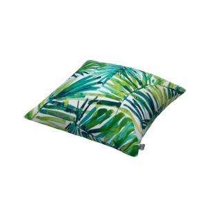 Magpie Fabrics Patio Pillow with Insert 18"x18", Set of 2, Fade-Resistant Outdoor Indoor Cushion Decorative Throw Pillow Decoration for Couch Garden Furniture - Green Palm Leaves