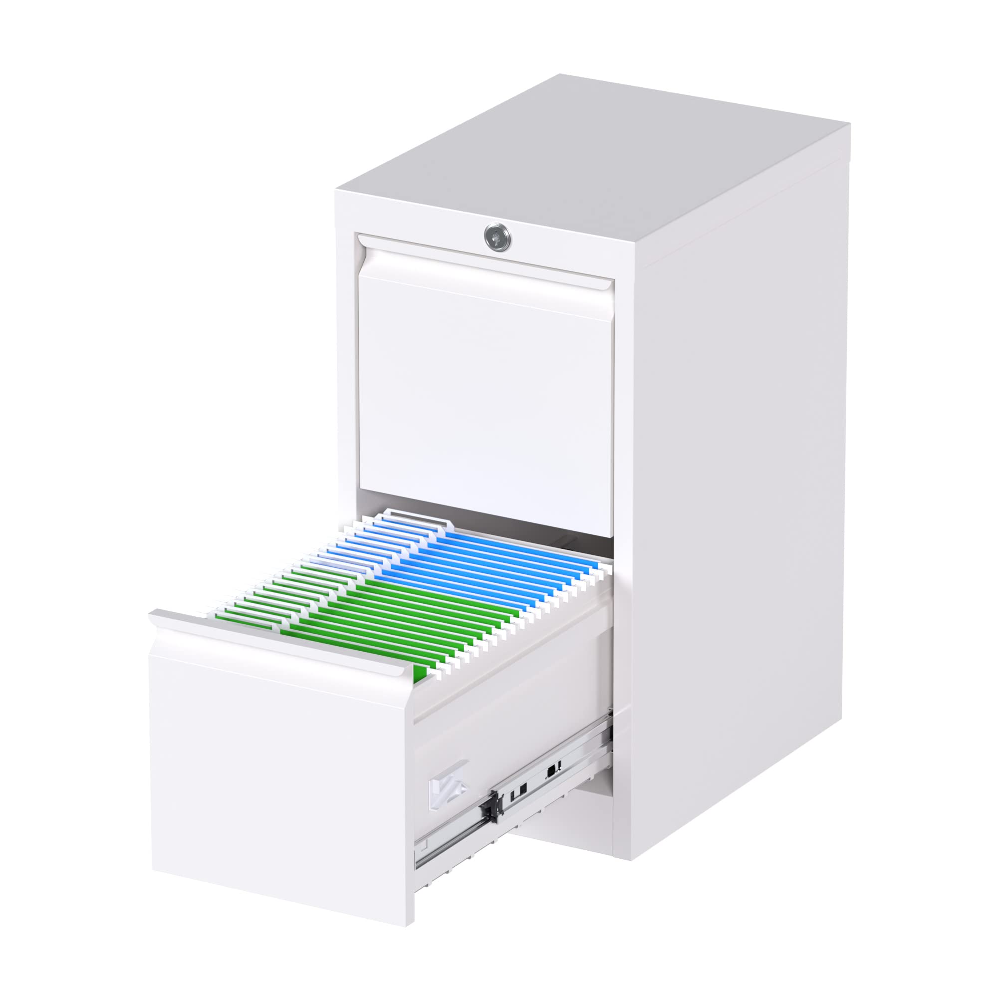 SUXXAN Metal Letter File Cabinets with Lock，2 Drawer Steel Deep Vertical File Cabinet for Legal Size, W14.96”x D17.72”x H28.7”, Assembly Required(White, 2 Drawer)