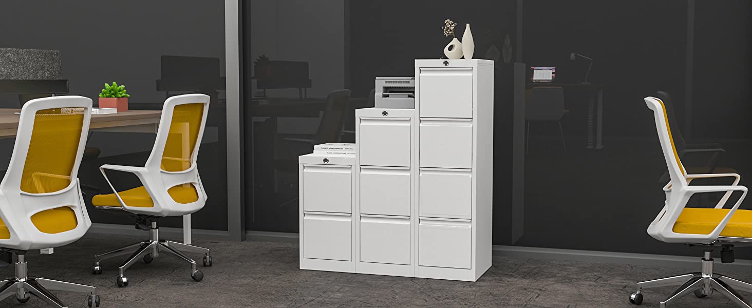 SUXXAN Metal Letter File Cabinets with Lock，2 Drawer Steel Deep Vertical File Cabinet for Legal Size, W14.96”x D17.72”x H28.7”, Assembly Required(White, 2 Drawer)