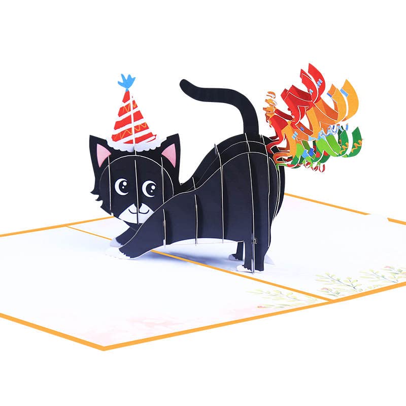 NAVWOD 3D Cat Farting Confetti Funny Birthday Card, Pop Up Birthday Card, Funny Birthday Card for Men, Women, Funny Birthday Cards for Husband, Wife, Friend, Mom, Dad and Every Cat Lover.