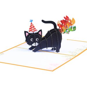 NAVWOD 3D Cat Farting Confetti Funny Birthday Card, Pop Up Birthday Card, Funny Birthday Card for Men, Women, Funny Birthday Cards for Husband, Wife, Friend, Mom, Dad and Every Cat Lover.