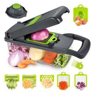 culinary cove 10 in 1 vegetable chopper, 8 blade, food chopper, pro onion chopper, mandolin food slicer, veggie chopper, vegetable chopper with container, chopper vegetable cutter