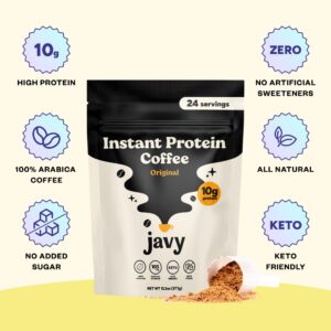 Javy Instant Coffee Protein Coffee - Premium Whey Protein & Instant Coffee - 100% Arabica Coffee - Zero Artificial Flavors & Sweeteners, 24 Servings