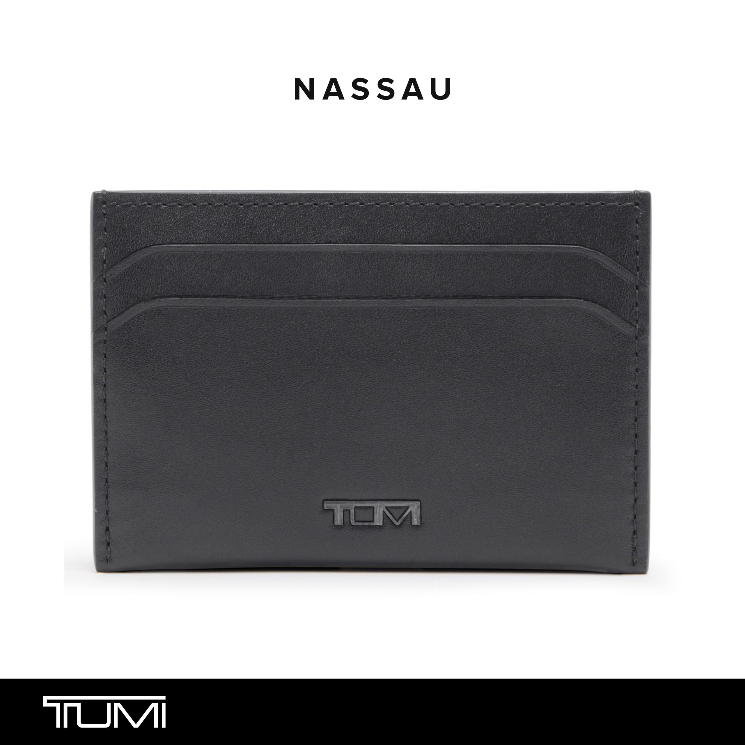 TUMI - Nassau Money Clip Card Case Wallet - Slim Card Holder Wallet for Men & Women - Nappa Leather Material - Black Smooth