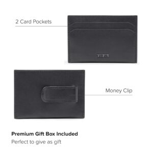 TUMI - Nassau Money Clip Card Case Wallet - Slim Card Holder Wallet for Men & Women - Nappa Leather Material - Black Smooth