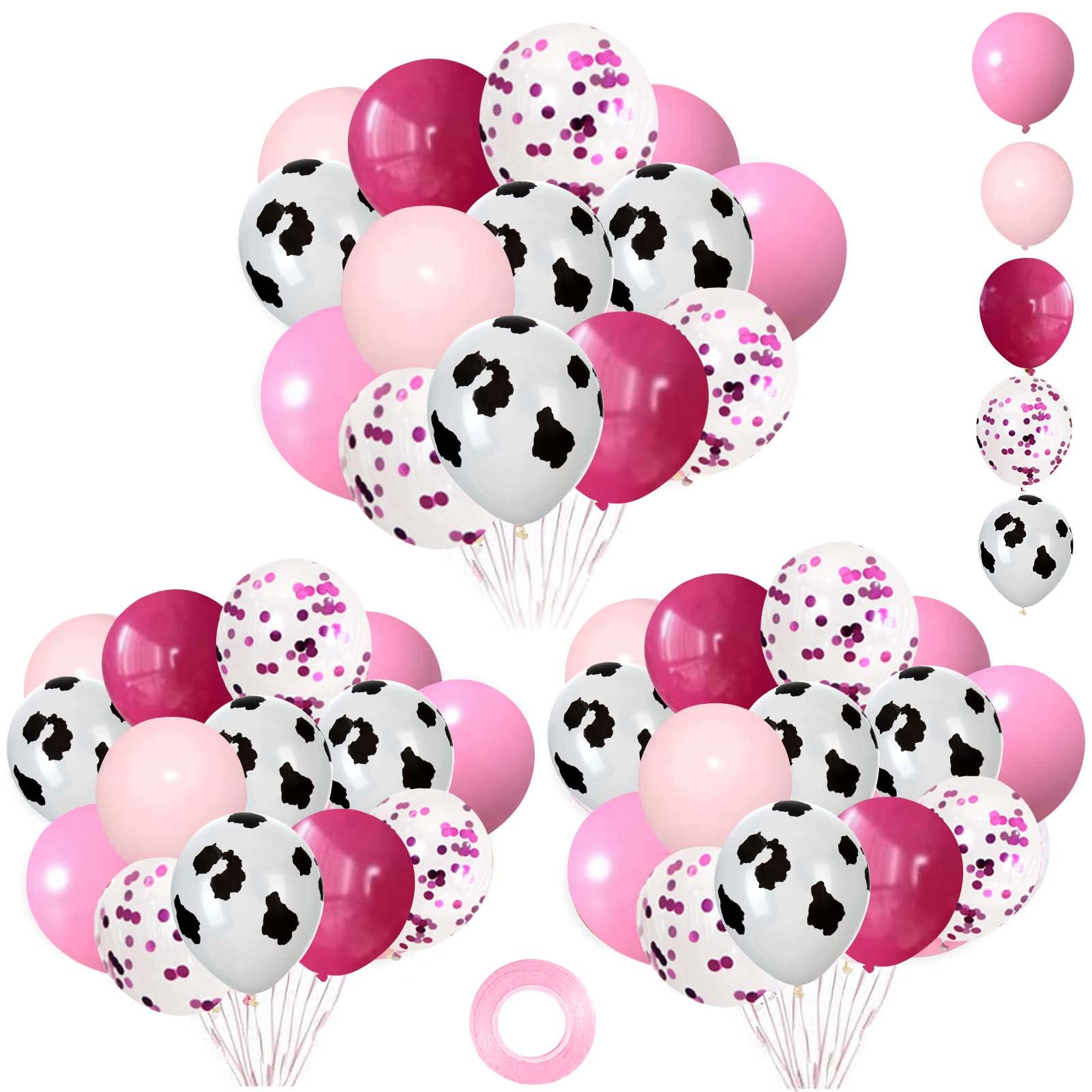 95 Pcs Cow Balloons, 12” Pink Cow Print Balloon Confetti Helium Latex Balloons for Birthday, Baby Shower, Cow Print Party, Cowgirl Rodeo Party, Farm Party Decorations Supplies