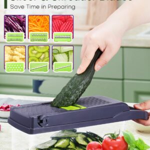 17-in-1 Vegetable Chopper with 9 Blades, Container and Drain Basket - For Veggies, Fruits, Onions, Potatoes, Carrots