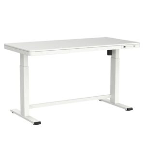 FLEXISPOT 55" White Electric Standing Desk with Drawers, Quick Assembly Home Office Sit Stand Desk with Storage, USB Charging, Computer Desk for Home Office (White Top + Adjustable Frame, Comhar)