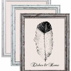 ELSKER&HOME 11 x 14 Picture Frame Set of 3, Rustic Farmhouse Distressed Retro Style Photo Frame for Wall Mounting and Tabletop,Wooden Frame for Gifts