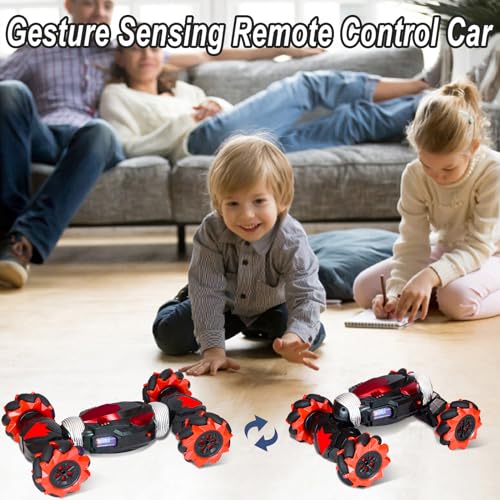 kisportee Gesture Sensing RC Stunt Car with Light & Music, Gesture RC Car, Hand Controlled Remote Control Car, 4WD OffRoad Drift Twist Car, Best Birthday Gift for Boy Kid Age 6 7 8 9 10 11 12 Year Old