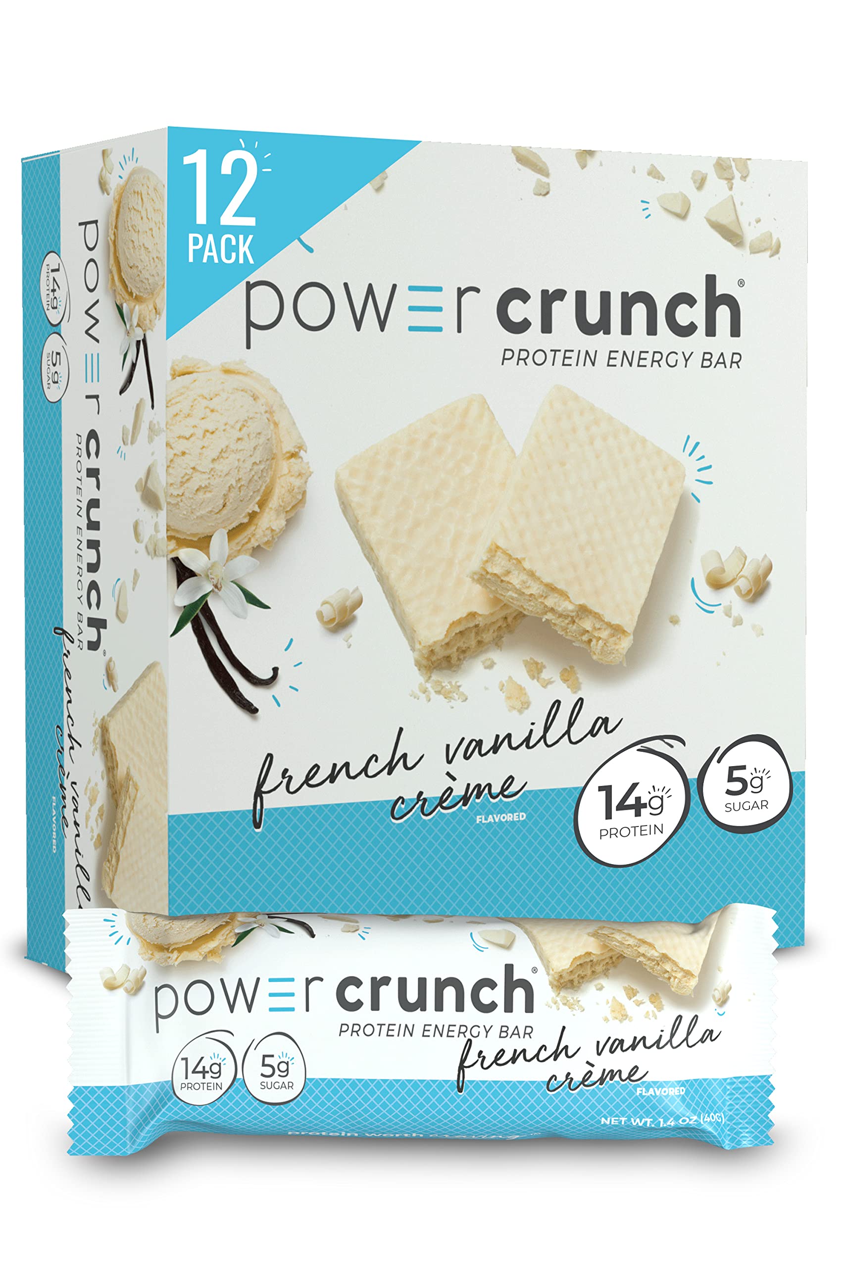 Power Crunch Protein Wafer Bars, Peanut Butter Crème, 1.4 Ounce & Protein Wafer Bars, Strawberry Crème, 1.4 Ounce & Protein Wafer Bars, French Vanilla Creme, 1.4 Ounce