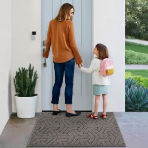 Villsure Door Mat, Front Doormats, Non-Slip Entryway Mats Resist Dirt, Washable Low Pile Floor Door Mats for Home, Entrance, Inside, Patio, Grey, 19.5"x31"