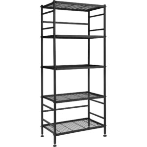 5-wire shelving metal storage rack shelves, standing storage shelf units for laundry bathroom kitchen pantry closet(black, 21.5l x 12.8w x 50.5h)