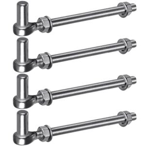 Insaga M12x 10'' J-Bolt Gate Hinge, 304 Stainless Steel Farm Gate Hinge, 4pcs J-Bolt Post Hinge with 5/8" Male Pin for Chain Link Fence Gate