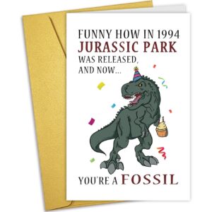 Nchigedy Funny Dinosaur Birthday Card for Him Her, Happy 30th Birthday Gift for Friends, Snarky 1994 Birthday Card for Men Women