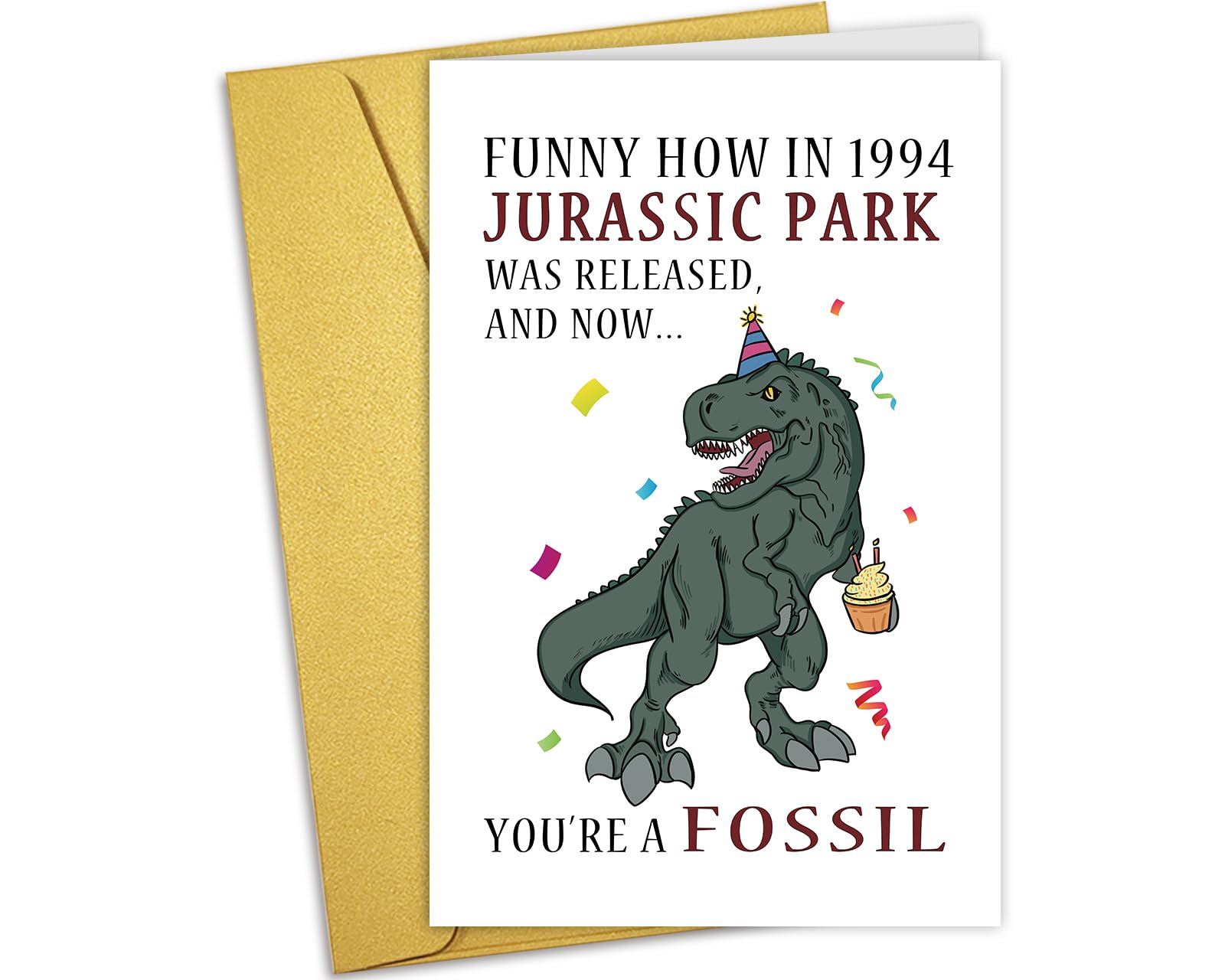 Nchigedy Funny Dinosaur Birthday Card for Him Her, Happy 30th Birthday Gift for Friends, Snarky 1994 Birthday Card for Men Women