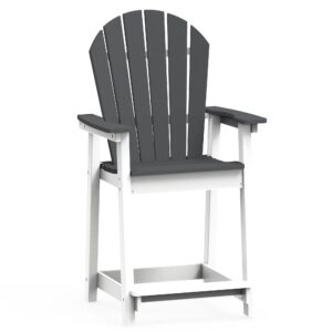 otsun outdoor tall adirondack chairs, patio bar stool chair with high back, 400lbs, widened arms, all-weather balcony chair for backyard, garden, yard - dark grey