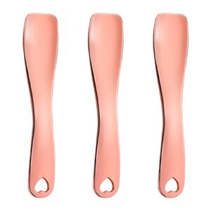 sibba 3 pcs facial spatula massage eye roller dark circles skincare tool face cream lotion makeup stainless steel applicator wand neck lines beauty instrument stick spoon device(rose gold)