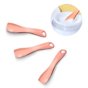 Sibba 3 PCS Facial Spatula Massage Eye Roller Dark Circles Skincare Tool Face Cream Lotion Makeup Stainless Steel Applicator Wand Neck Lines Beauty Instrument Stick Spoon Device(rose gold)