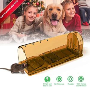 Set of 2 Reusable Mouse Traps | Humane Catch and Release Traps | Best Indoor/Outdoor Solution for Handling Mice and Small Rodents (Brown)