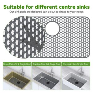 Silicone Sink Mat Toovem Kitchen Sink Mats 26''x14'' Sink Protectors for Kitchen Sink with Heat Resistant Flexible Stable for Bottom of Farmhouse Stainless Steel Porcelain Sink with Rear Drain