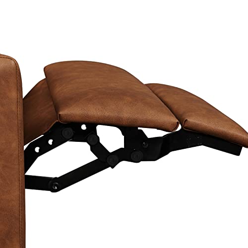 Yaheetech Faux Leather Recliner Sofa Mid-Century Modern Single Reclining Chair Adjustable Back & Footrest Tufted Upholstered Sofa with Pocket Spring Living Room Bedroom Home Theater Brown