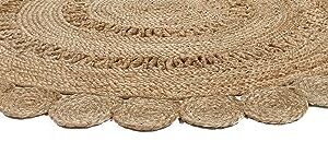 Bedding Craft Hand woven Farmhouse Jute Area Rug 6 Ft Round Natural Yarn, Rustic Vintage Beige Braided Reversible Rug, Eco Friendly Rugs for Bedroom, Kitchen, Living Room, Farmhouse 100% Jute Rug