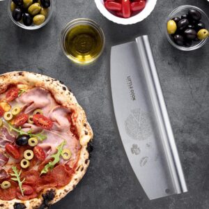 14" Pizza Cutter, Little Cook Ultra Sharp Stainless Steel Pizza Cutter Rocker with Cover, Pizza Knife Slicer for all Types of Quesadillas, Flatbreads, Brownies, Dishwasher Safe