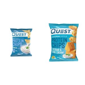 quest nutrition protein chips bundle - ranch, cheddar & sour cream (pack of 24)