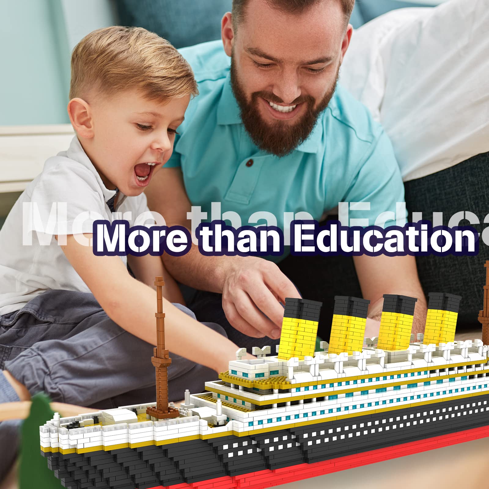 Sumkurt Titanic Building Blocks Set with LED, 3800pcs Titanic Toy Micro Building Kit, Titanic Gift Ship Model Building Bricks, DIY Educational Christmas Toys Gift