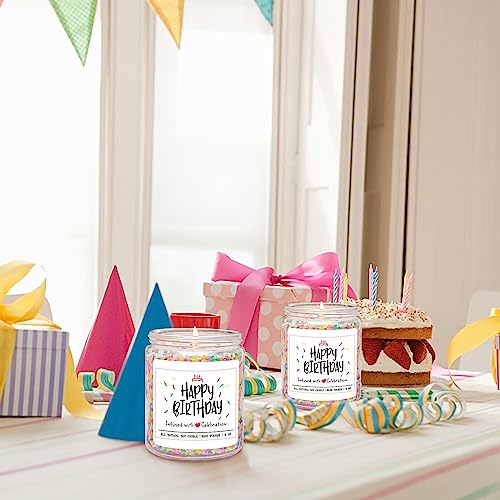 Homsolver Happy Birthday Candles Gifts for Women Men - Vanilla Birthday Cake Scent with Sprinkles Birthday Gifts for Women Men, Unique Best Friend Birthday Gifts Ideas, Happy Birthday Handmade Candles