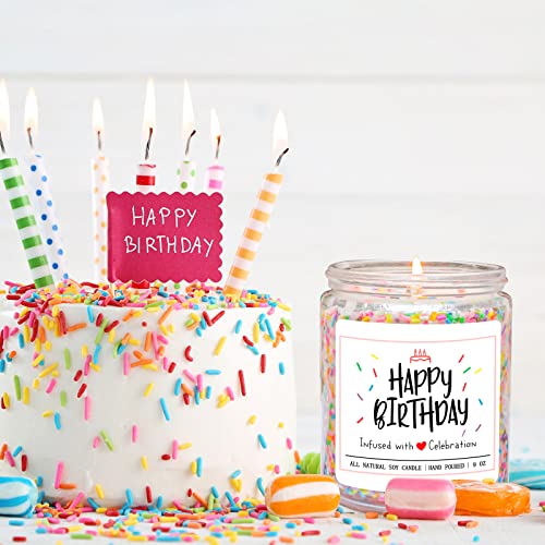 Homsolver Happy Birthday Candles Gifts for Women Men - Vanilla Birthday Cake Scent with Sprinkles Birthday Gifts for Women Men, Unique Best Friend Birthday Gifts Ideas, Happy Birthday Handmade Candles