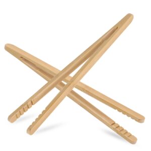2 pcs toaster tongs bamboo tongs reusable wooden tongs small serving tongs 7 inches long tongs for candy pickle waffle sandwich kitchen grabber tool