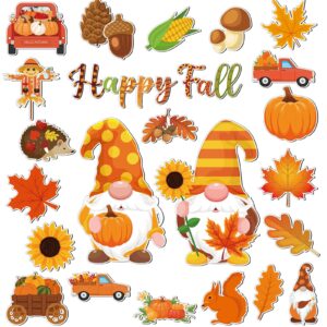 25 Pieces Happy Fall Magnets Gnome Pumpkin Fridge Magnets Fall Theme Car Refrigerator Decals Holidays Magnetic Stickers Autumn Leaves Acorn Harvest Decoration Fall Theme Thanksgiving Decoration