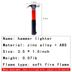 Meiegens Open Flame Butane Lighter, Axe Hammer Shaped Butane Lighter,Refillable Novelty Tool Lighter for Outdoor Indoor(Without Gas) (Hammer Red)