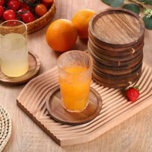 Gejoy 20 Pcs Wooden Coasters for Drinks 5 Inch Natural Acacia Wood Coaster Set Stackable Round Coasters Bulk for Coffee Tabletop Protection for Any Kind of Cups Housewarming Gifts Home Bar Table Decor