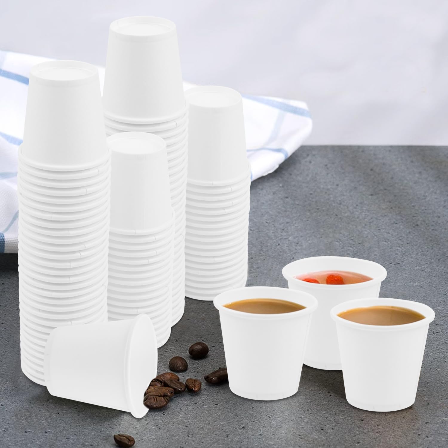 Paper Cups,300 Pack 4 Oz Disposable Paper Cups Paper Coffee Cups,White Hot Cups Yogurt Cups,Test Cups for Coffee, Tea or Hot Chocolate (4 OZ)