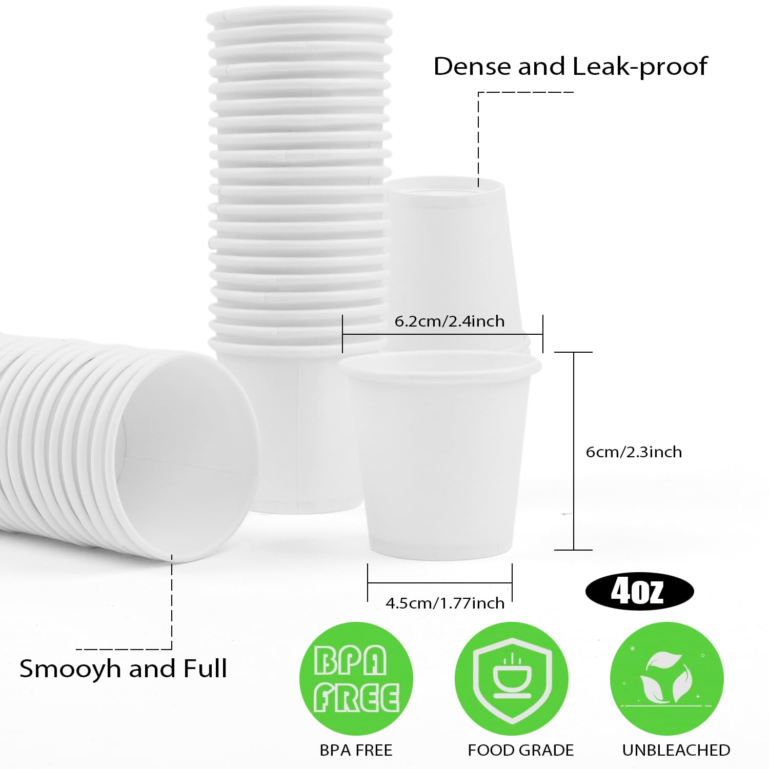 Paper Cups,300 Pack 4 Oz Disposable Paper Cups Paper Coffee Cups,White Hot Cups Yogurt Cups,Test Cups for Coffee, Tea or Hot Chocolate (4 OZ)