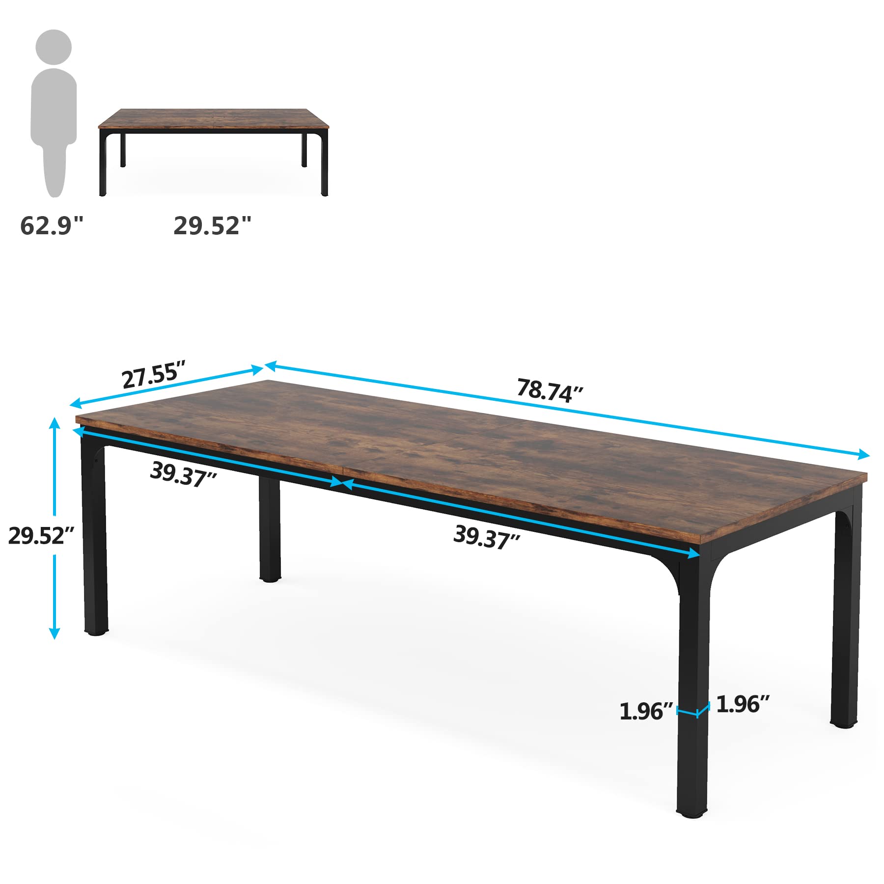 Tribesigns 78.7 Inches Extra Long Computer Desk 2 Person Desk, Double Long Desk, Workstaion for Home Office